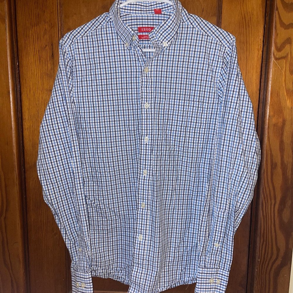 Izod Blue Button Up Shirt Mens Small Slim Fit